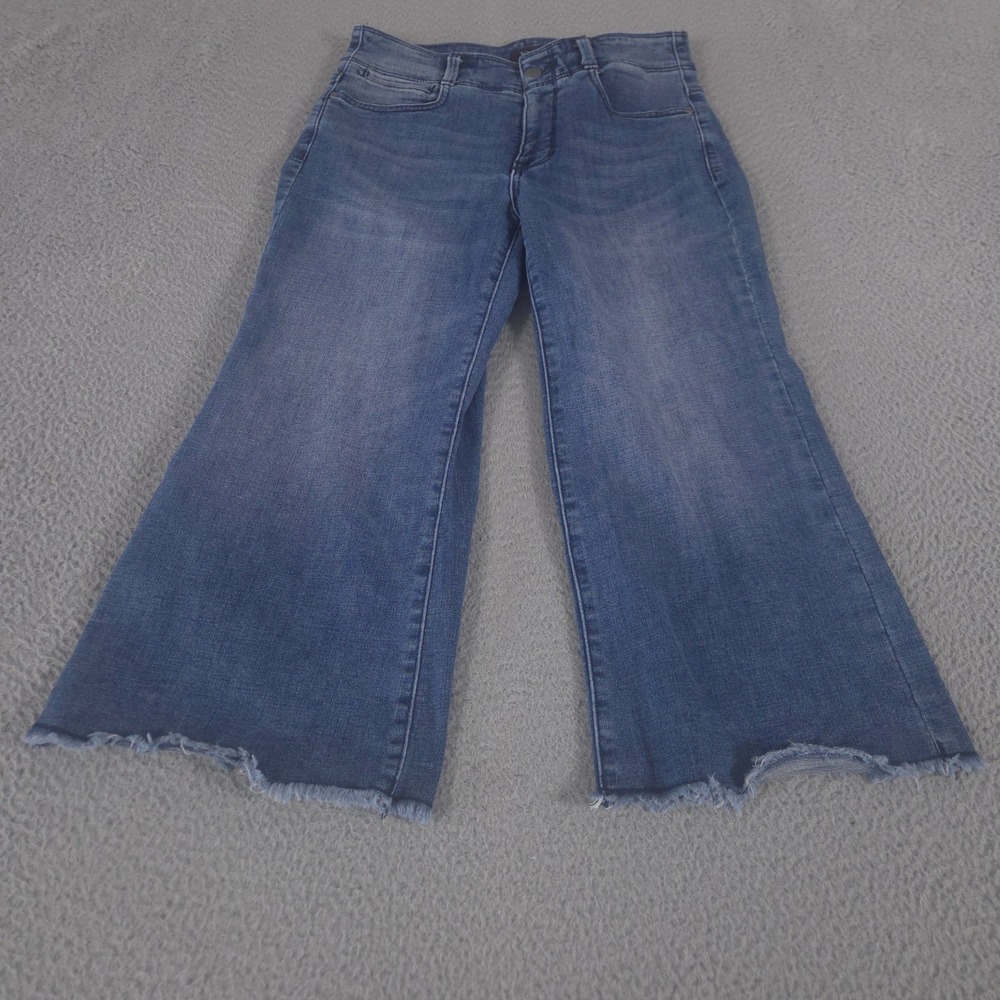 NYDJ Jeans Womens 4 Blue Major‎ Wide Leg Capri Raw Hem Lift Tuck Denim Pants